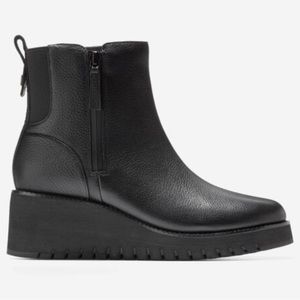 Cole Haan Waterproof Black Side Zip Wedge boot 9